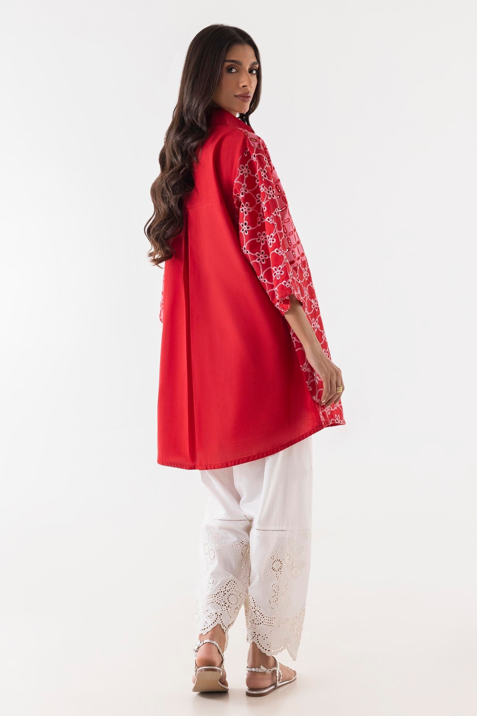 Stitched Two Tone Lawn Embroidered Shirt