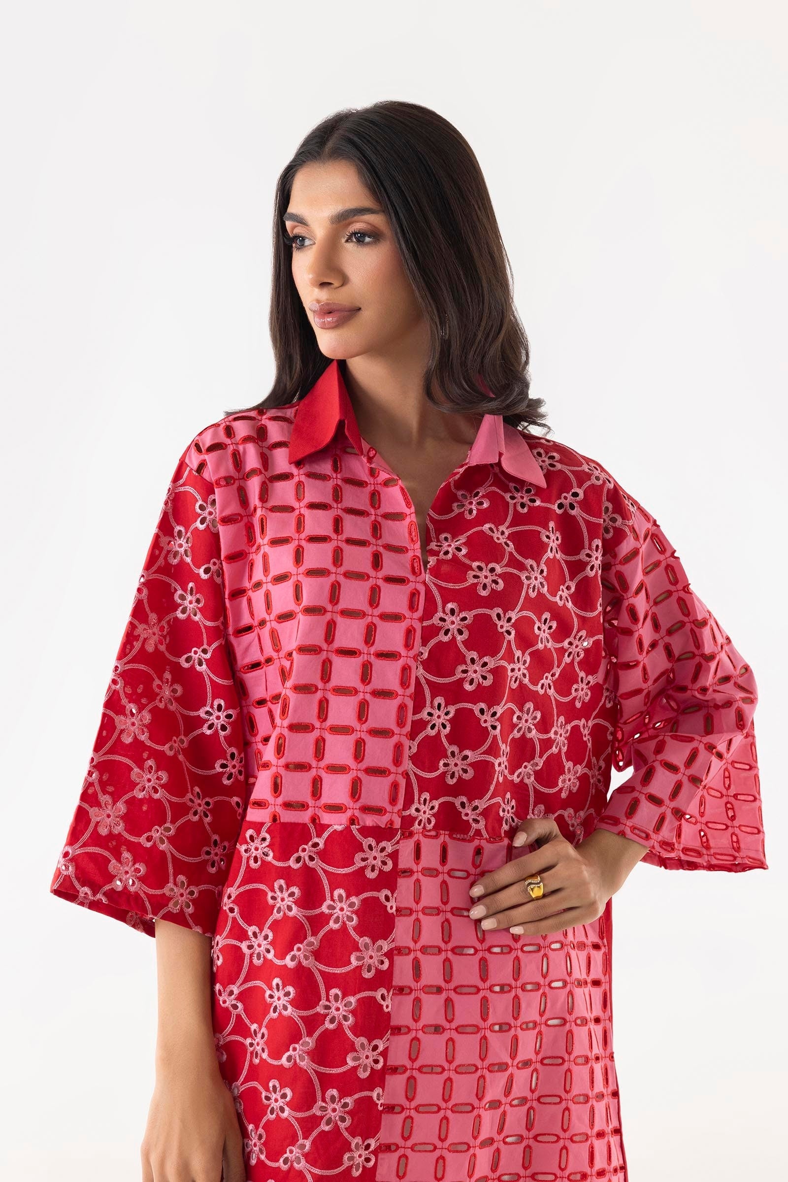 Stitched Two Tone Lawn Embroidered Shirt