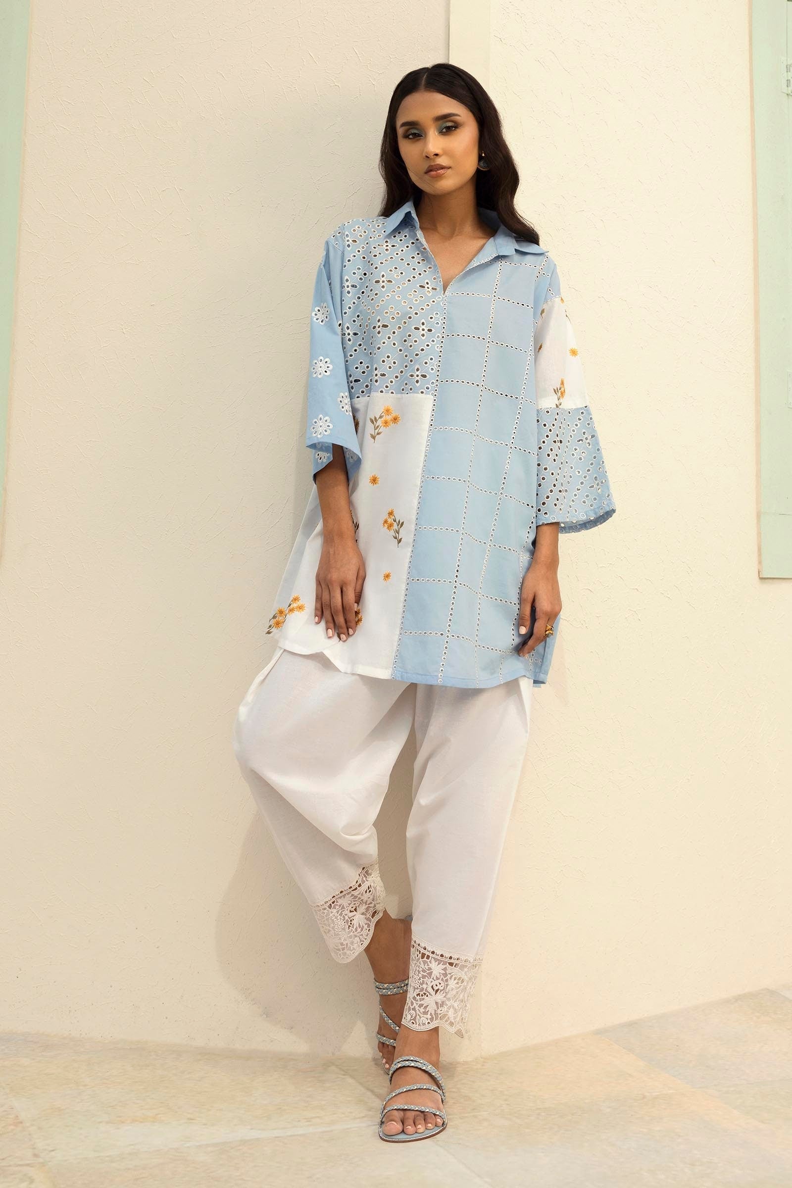 Stitched Lawn Embroidered Boxy Shirt