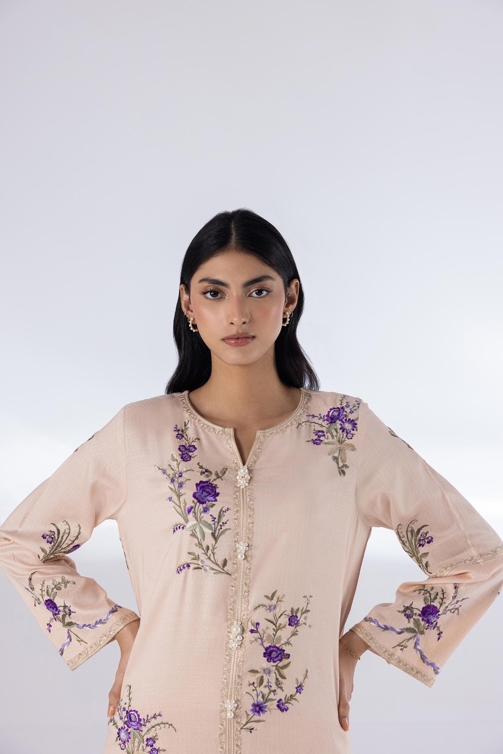 Stitched Jacquard Embroidered Shirt + Bottom