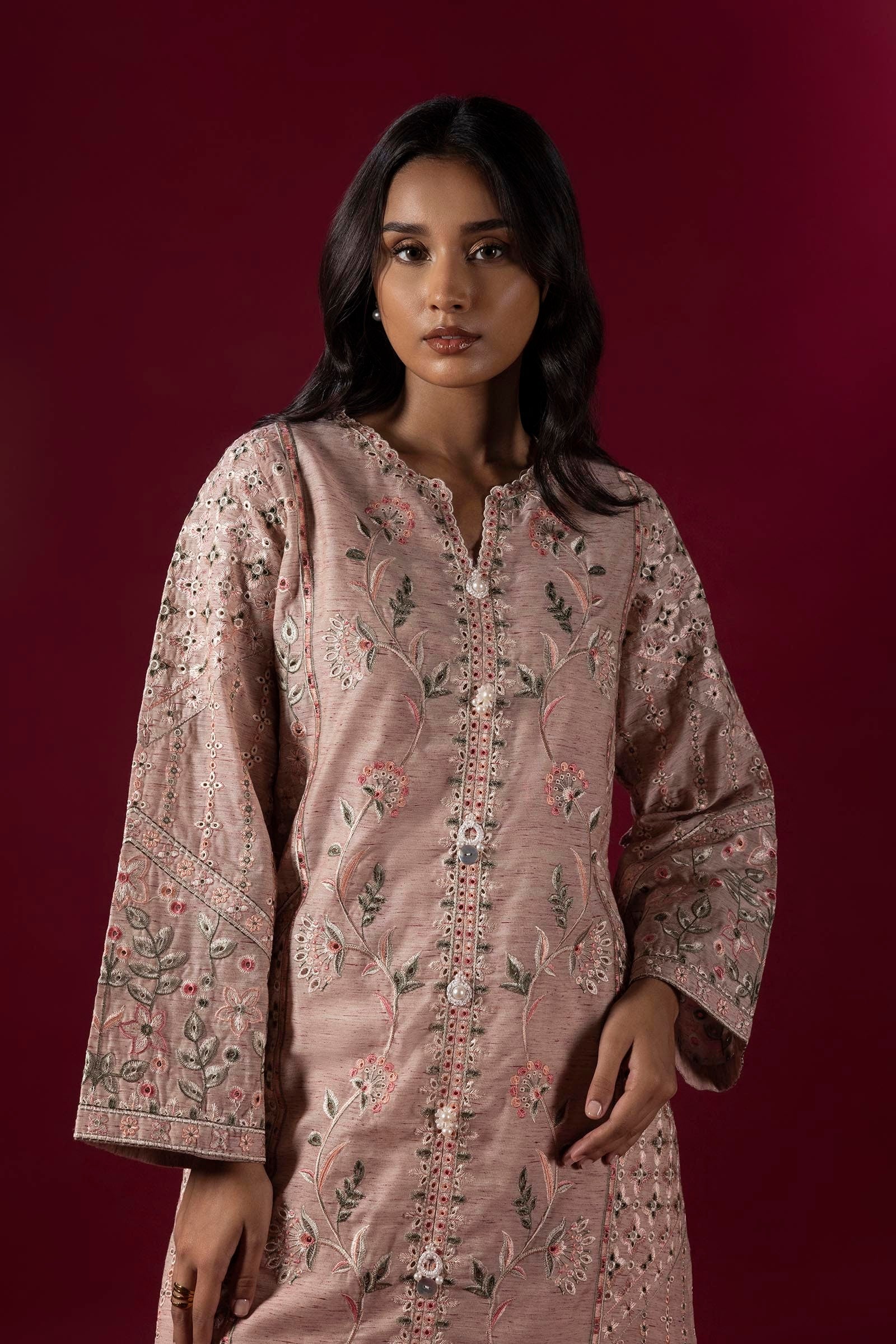 Stitched Embroidered Yarn Shirt + Culotte