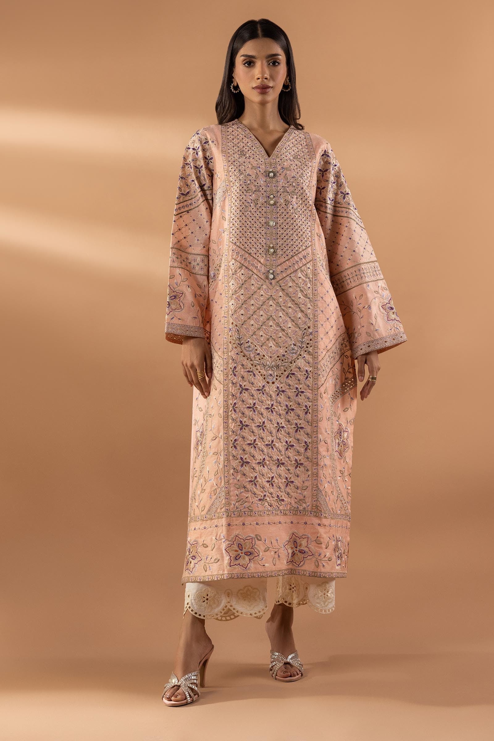 Stitched Embroidered Chambray Shirt + Bottom