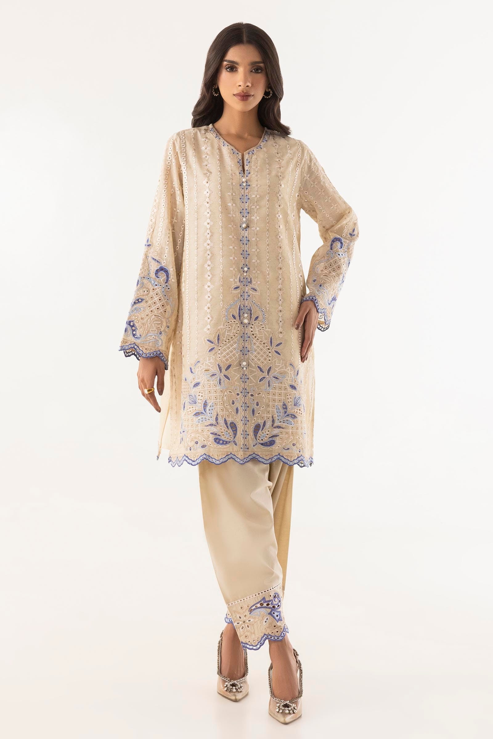 Stitched Embroidered Yarn Shirt + Shalwar