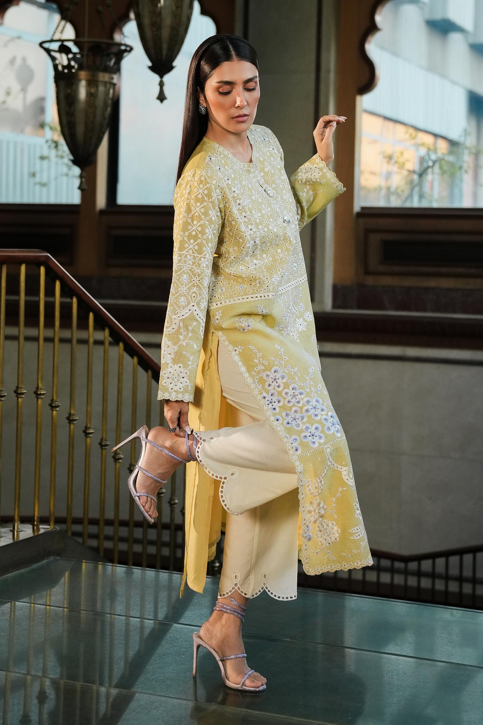 Stitched Embroidered Chambry Shirt + Culotte SS25SGE329P2T (RTS)
