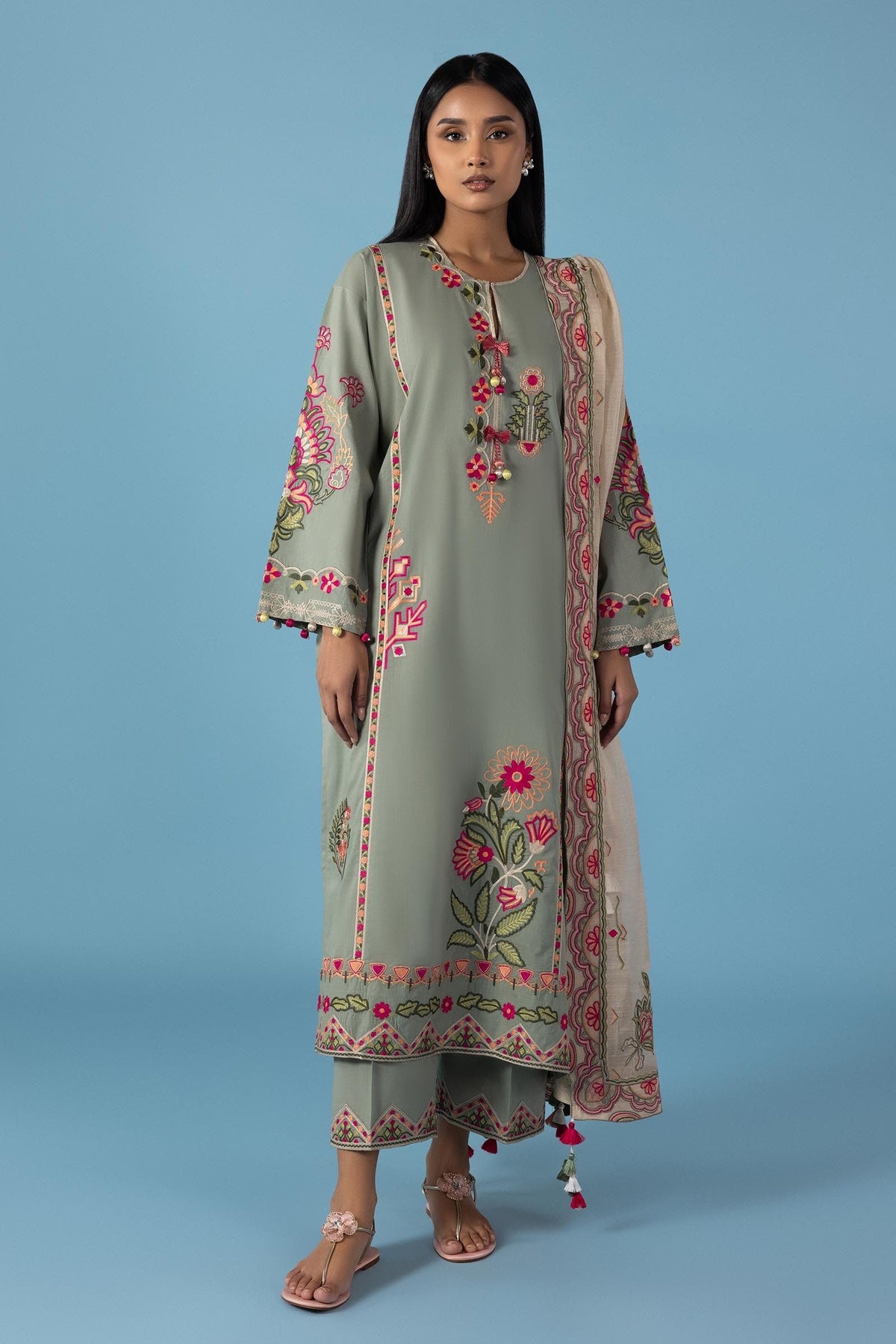 Stitched Embroidered Lawn Shirt + Bottom