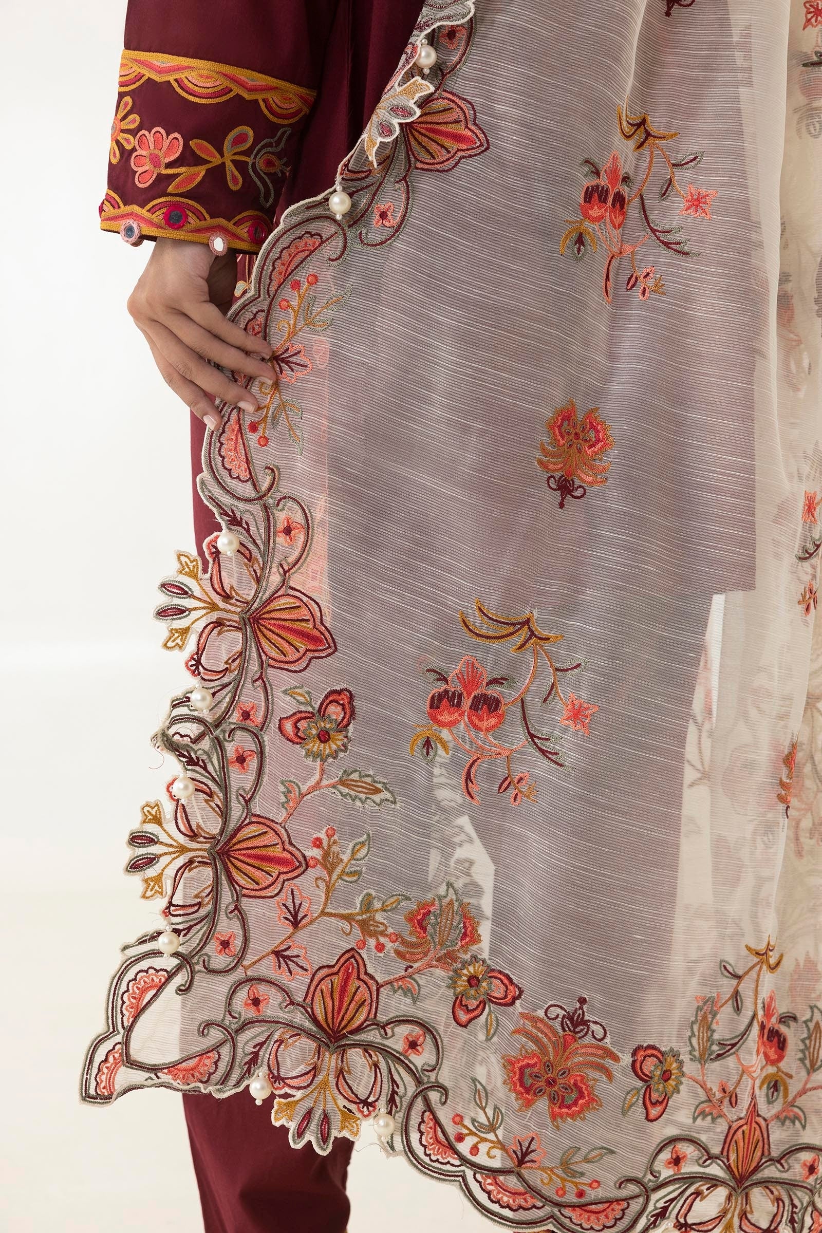Stitched Embroidered Slub Shirt + Shalwar