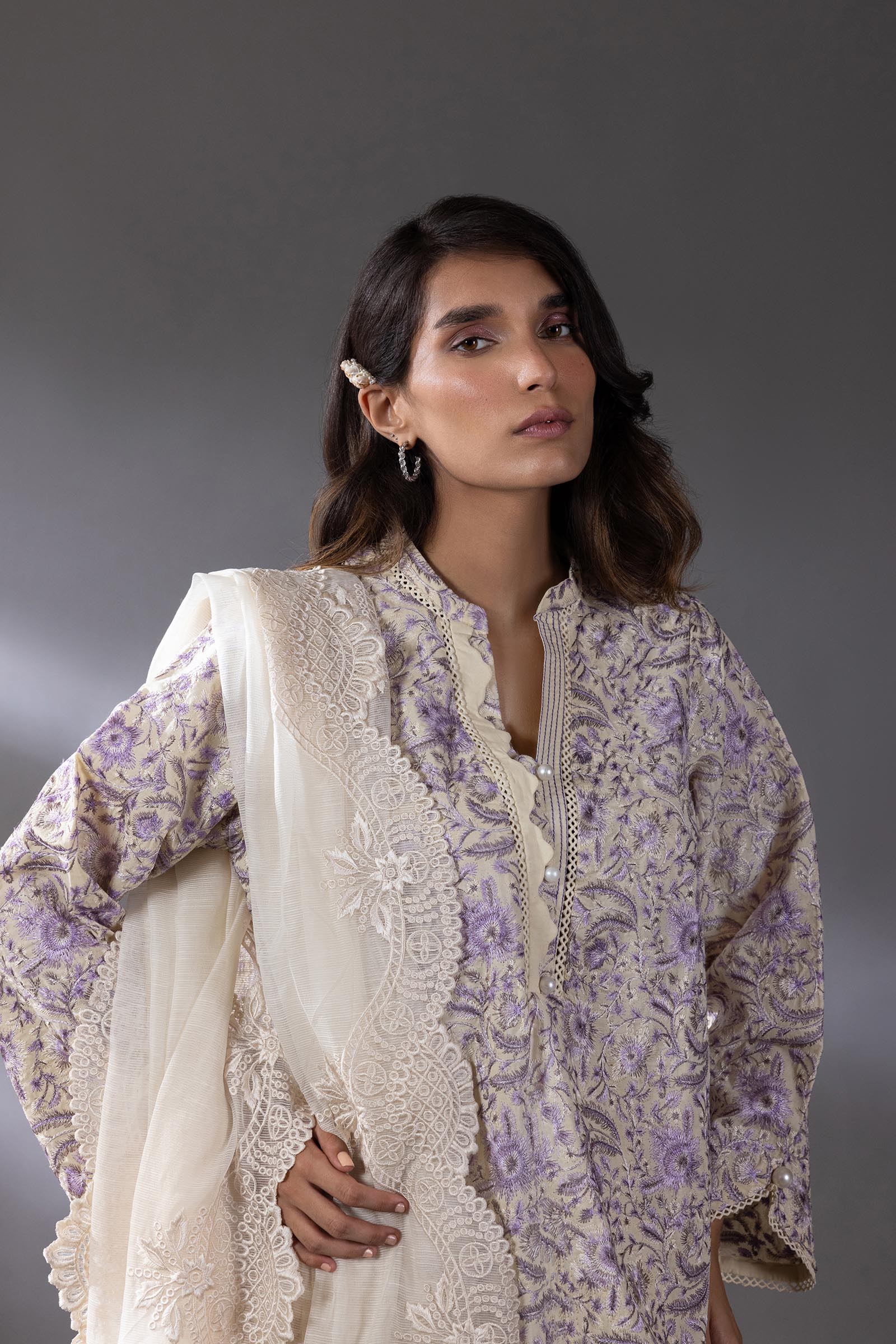 Stitched Lawn Embroidered Shirt