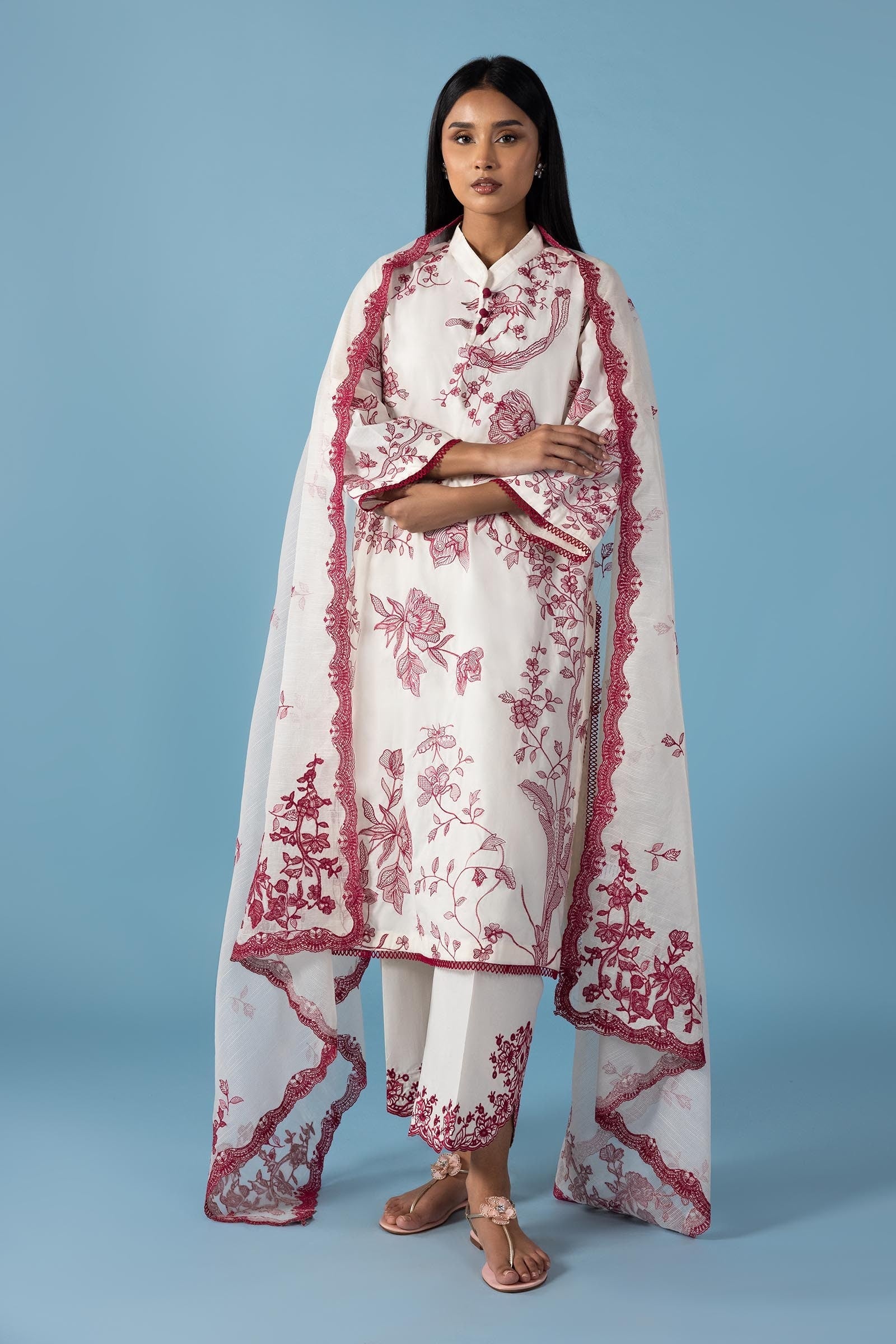 Stitched Lawn Embroidered Shirt