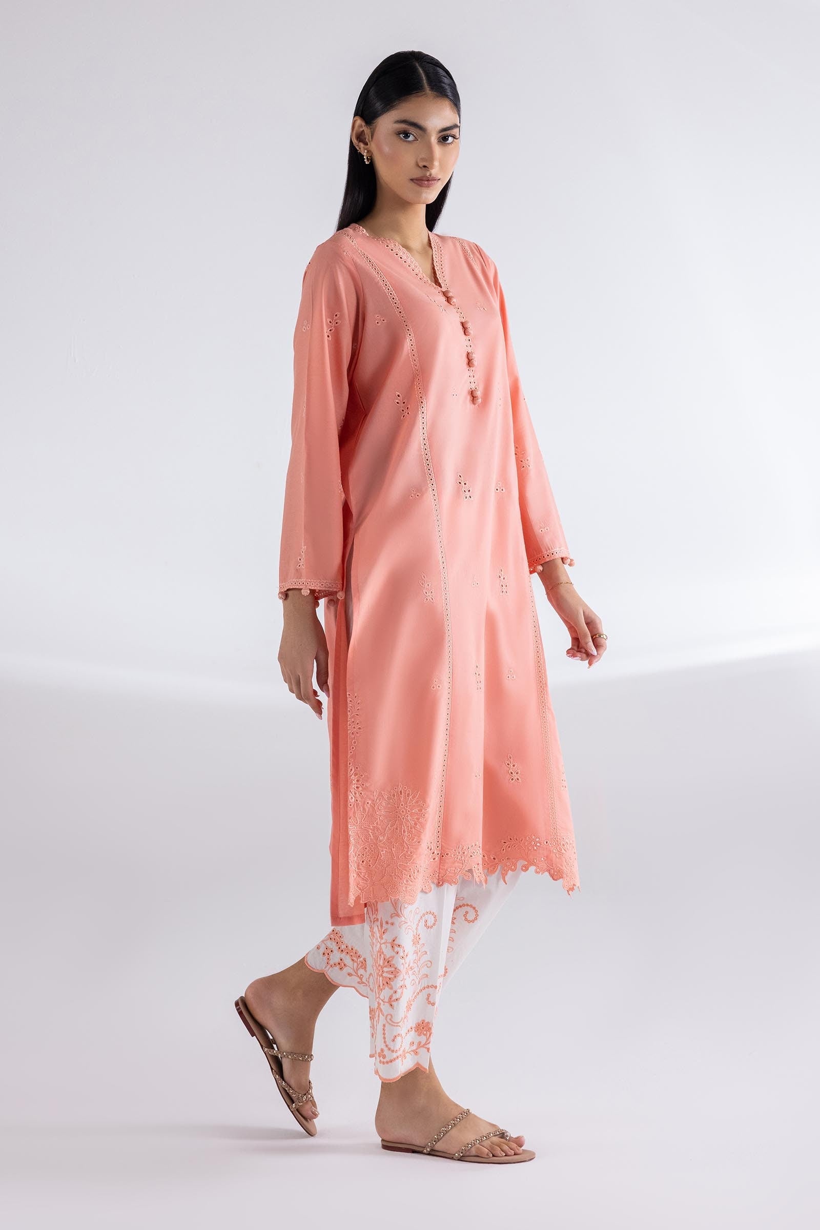 Stitched Lawn Embroidered Shirt + Cuotte