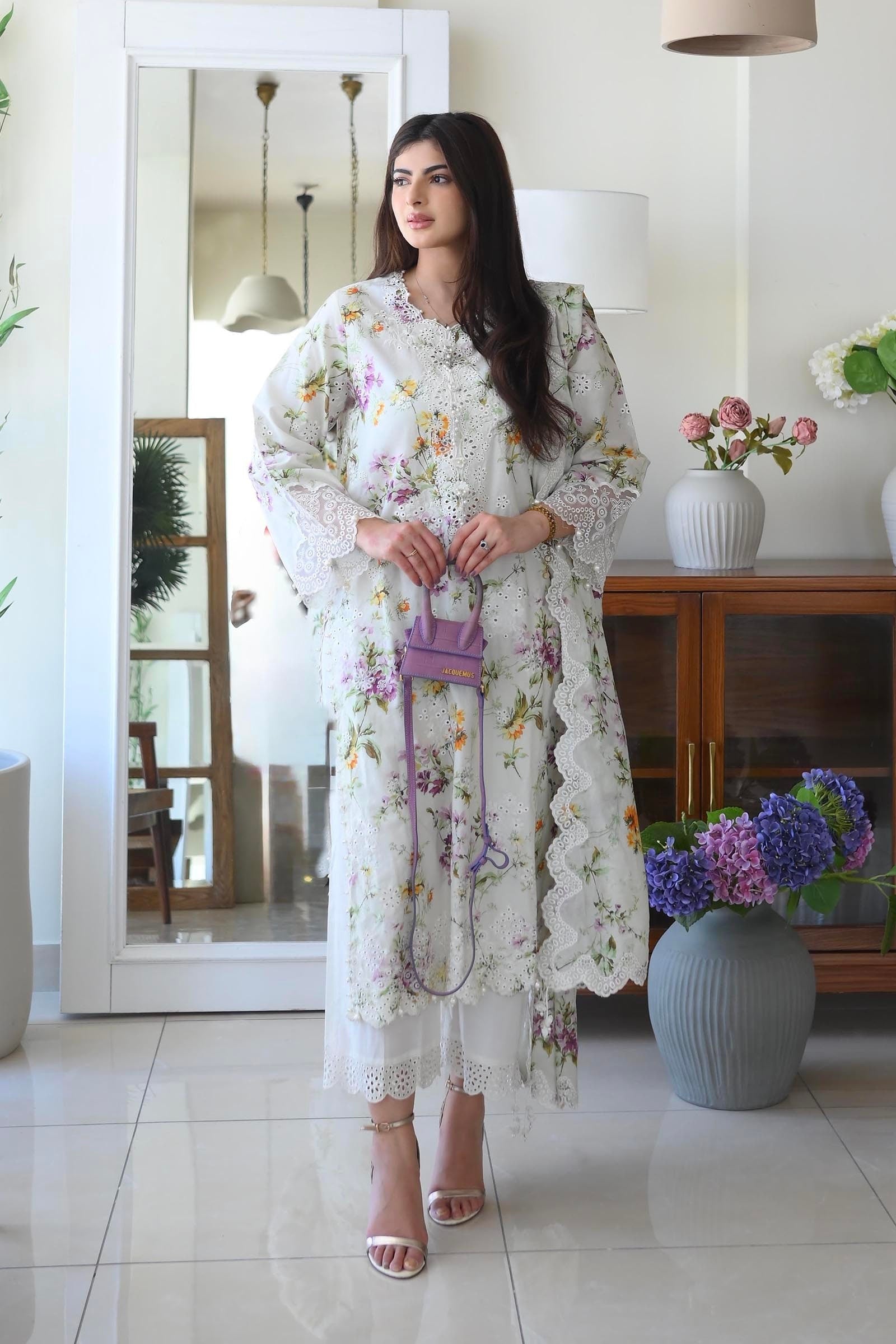 Stitched Lawn Embroidered Shirt + Dupatta