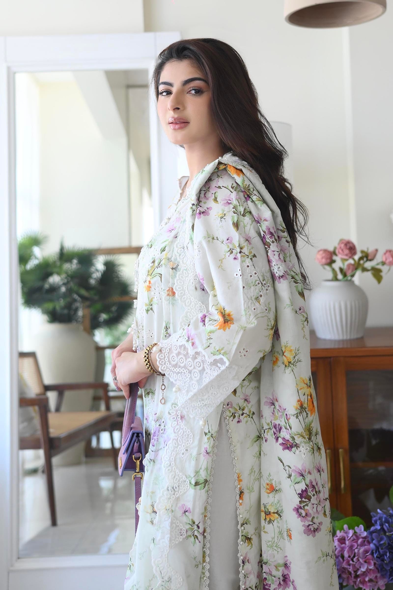 Stitched Lawn Embroidered Shirt + Dupatta