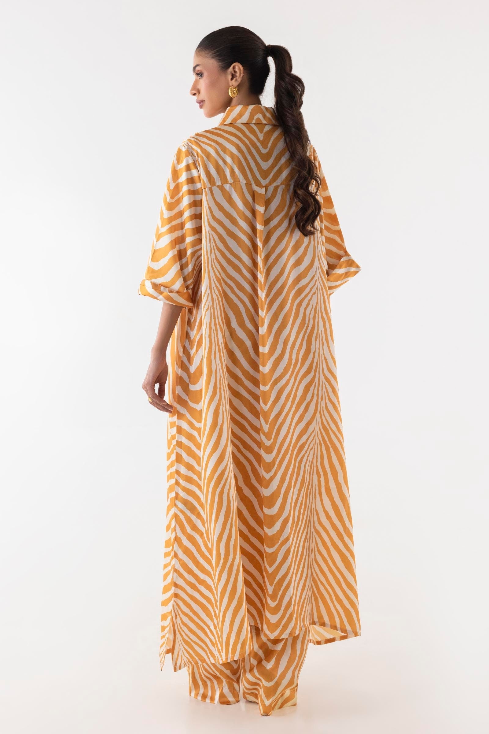 Stitched Striped Printed Shirt + Culotte