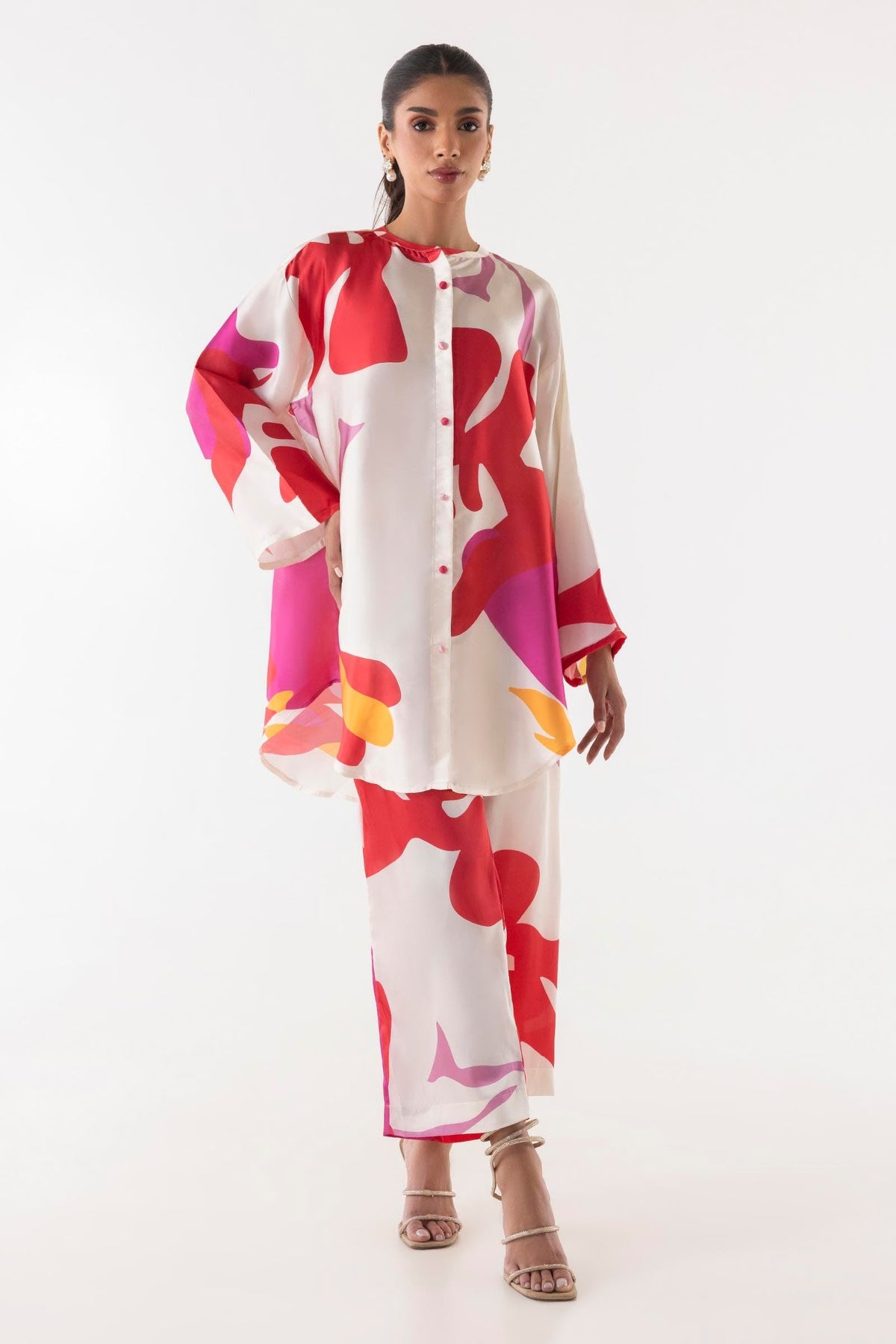 Stitched Printed Satin Culotte