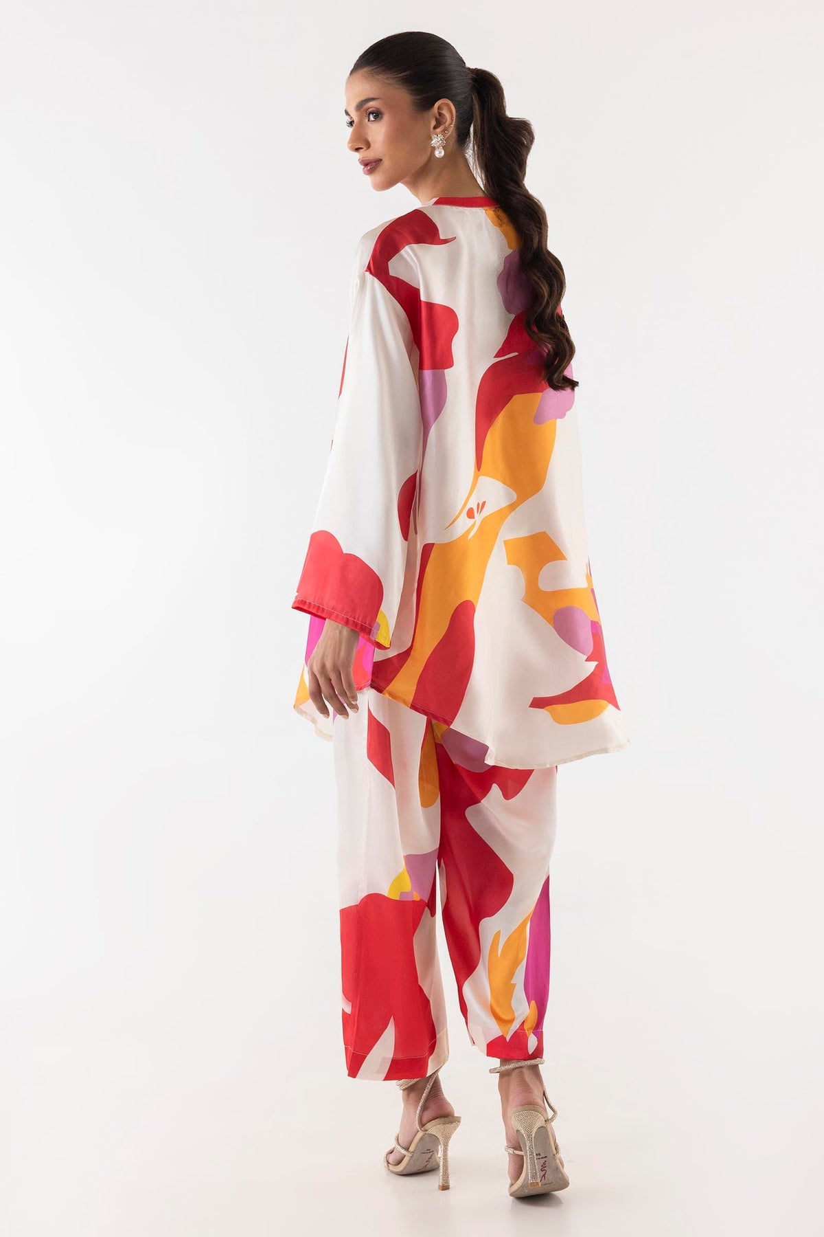 Stitched Printed Satin Culotte