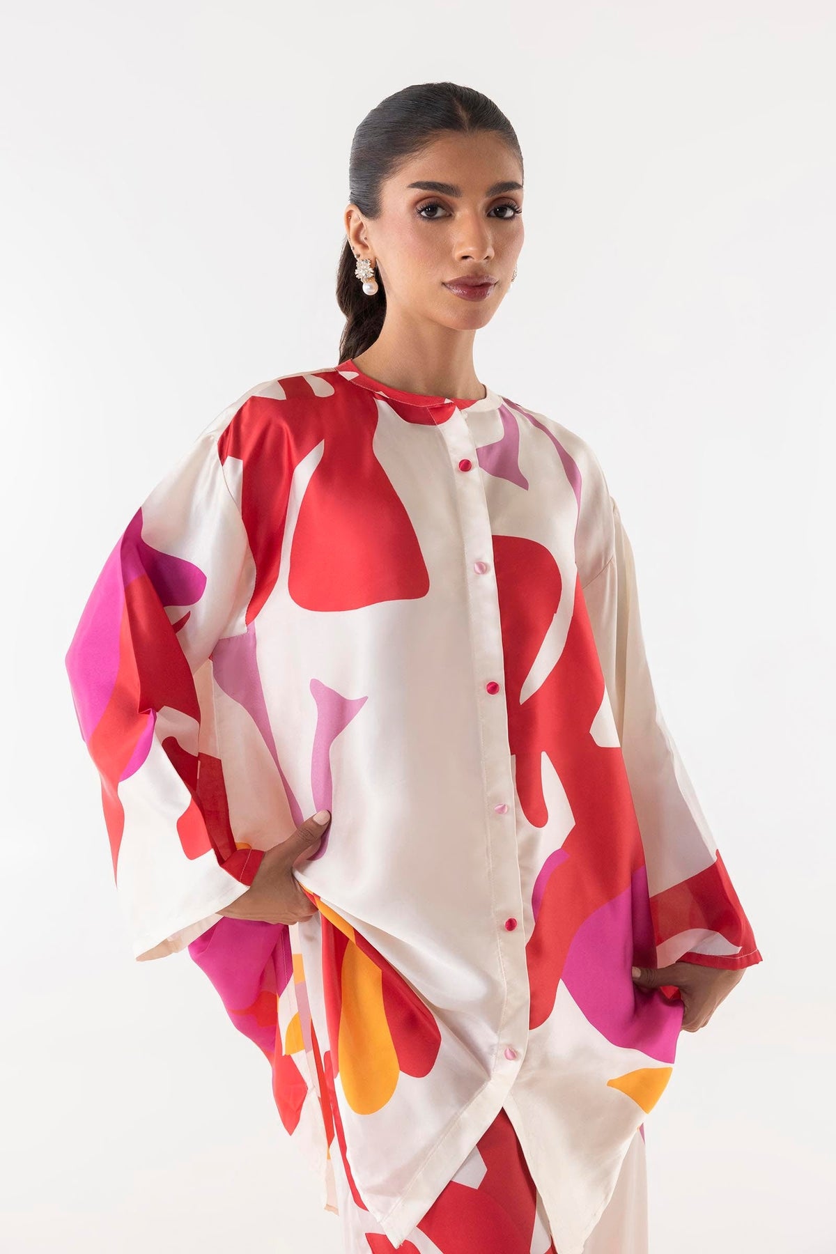 Stitched Printed Satin Culotte