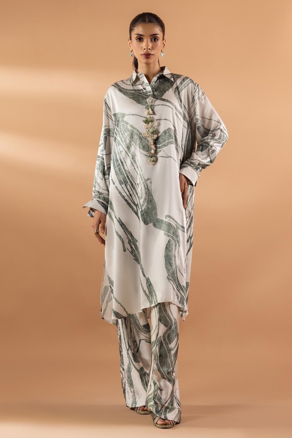 Stitched Satin Shirt + Bottom