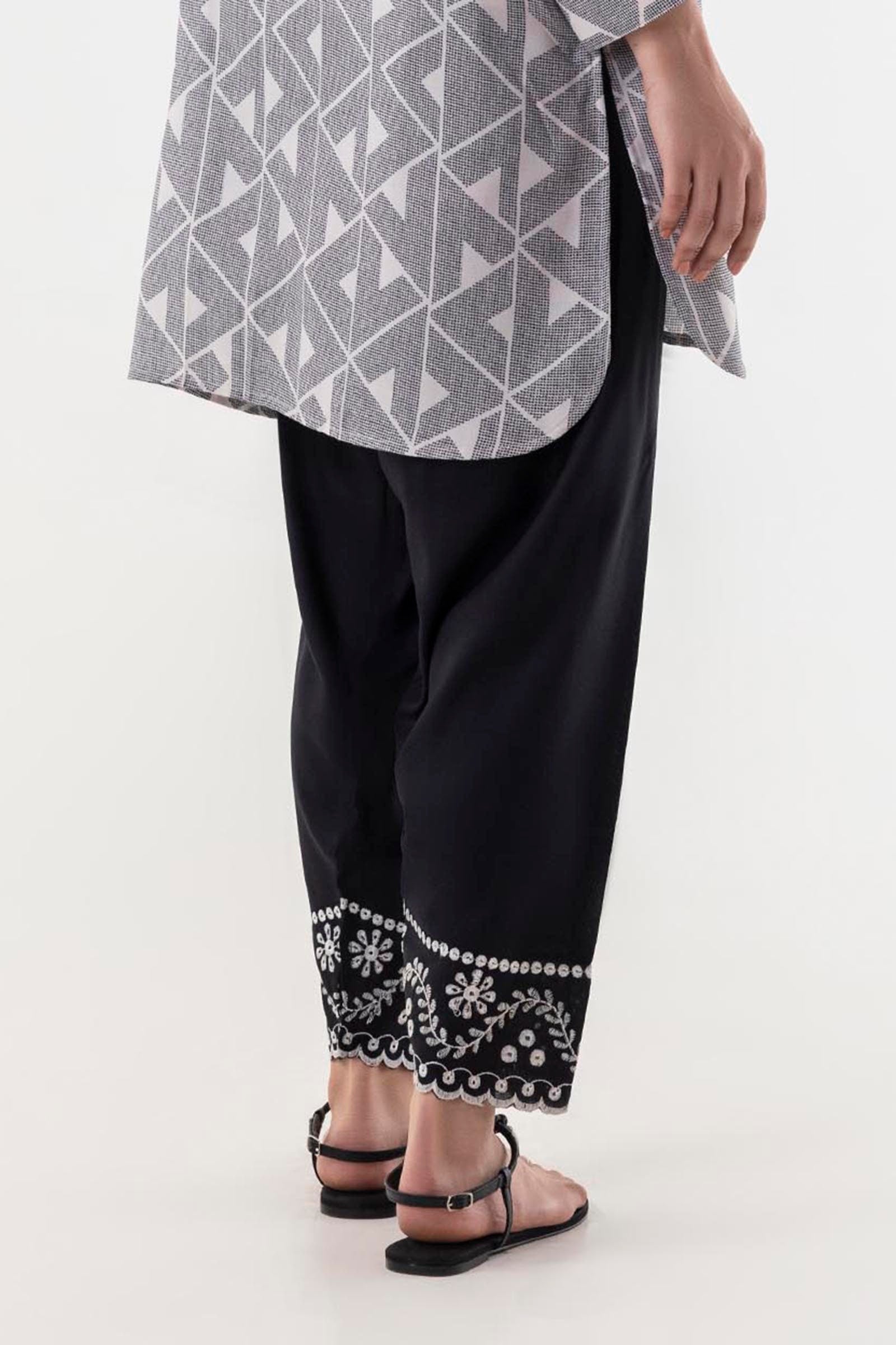 Stitched Embroidered Linen Shalwar