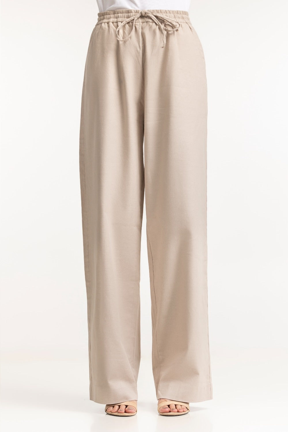 Straight Fit Cotton Len Blend Trouser