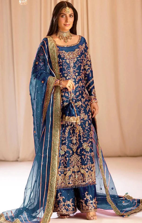 Tabyaa Tabeer Style — Mairaz Blue Three-Piece Suit