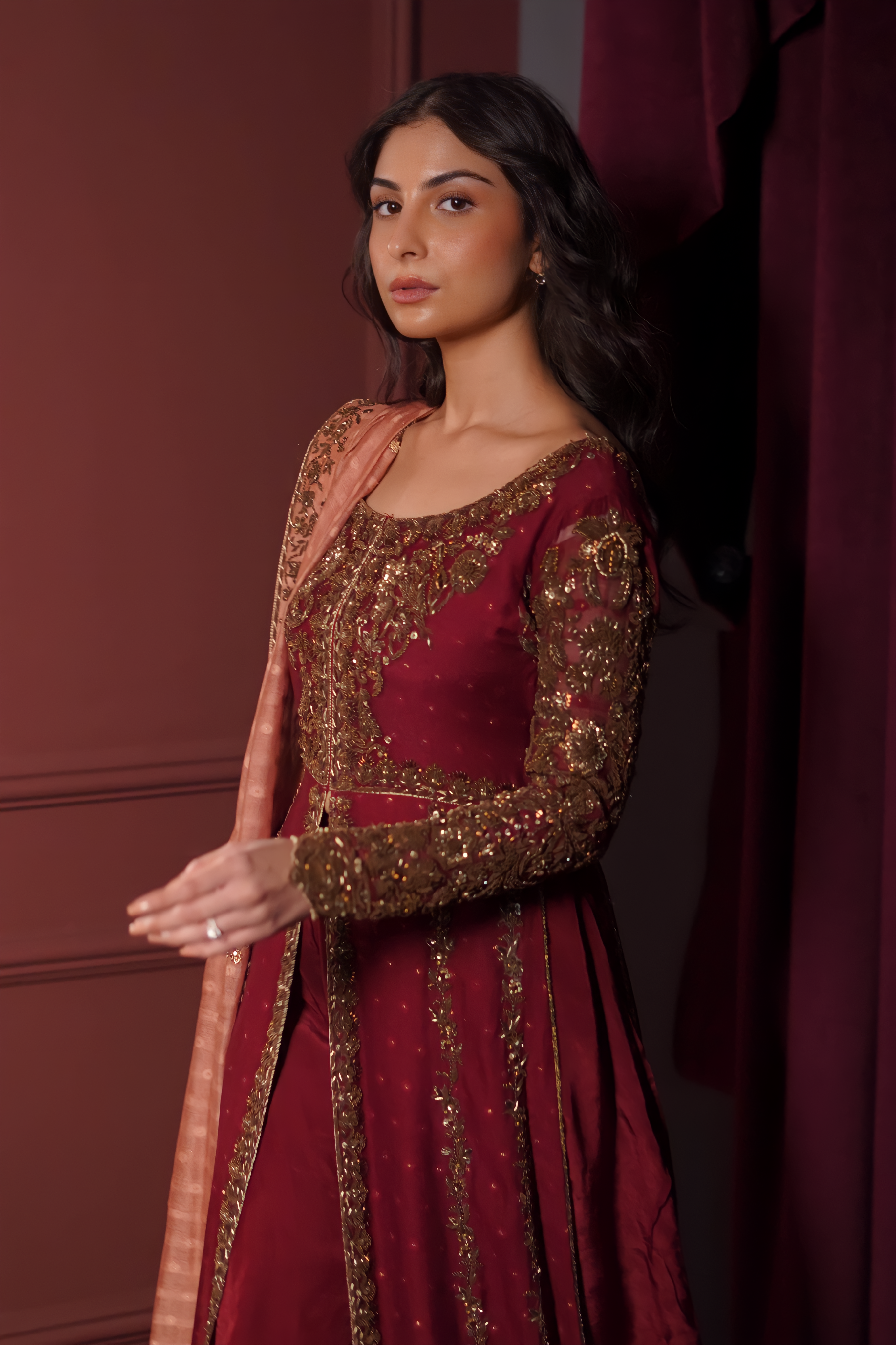ROSE RED KALIDAAR WEDDING FORMAL (NPA3-24454)
