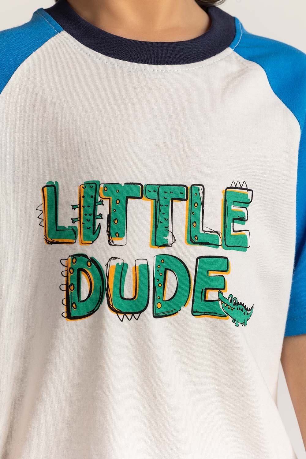Toddler Boy White Blue Printed Tee