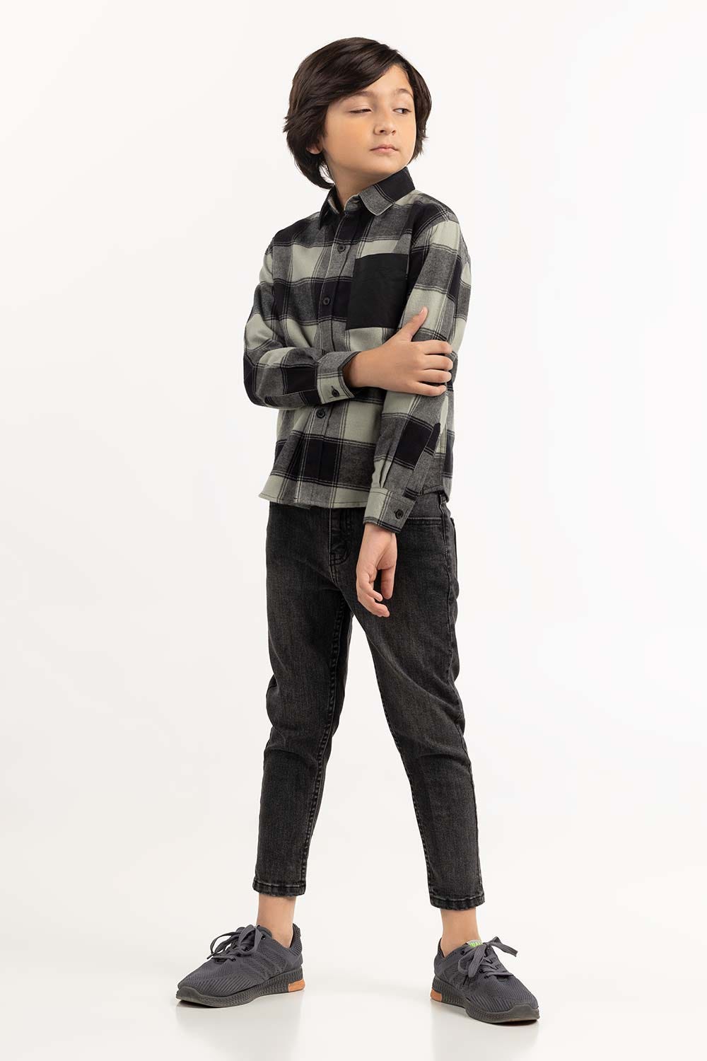 Toddler Boy Green And Black Casual Shirt