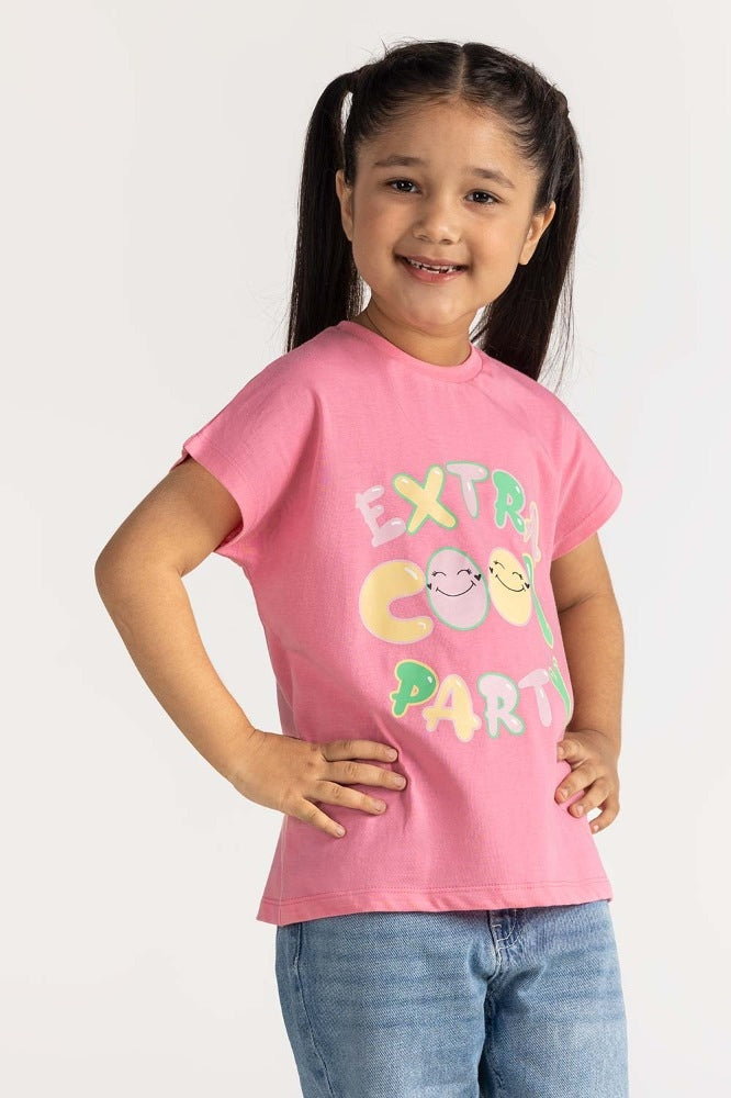 Toddler Girl Pink Printed Tee