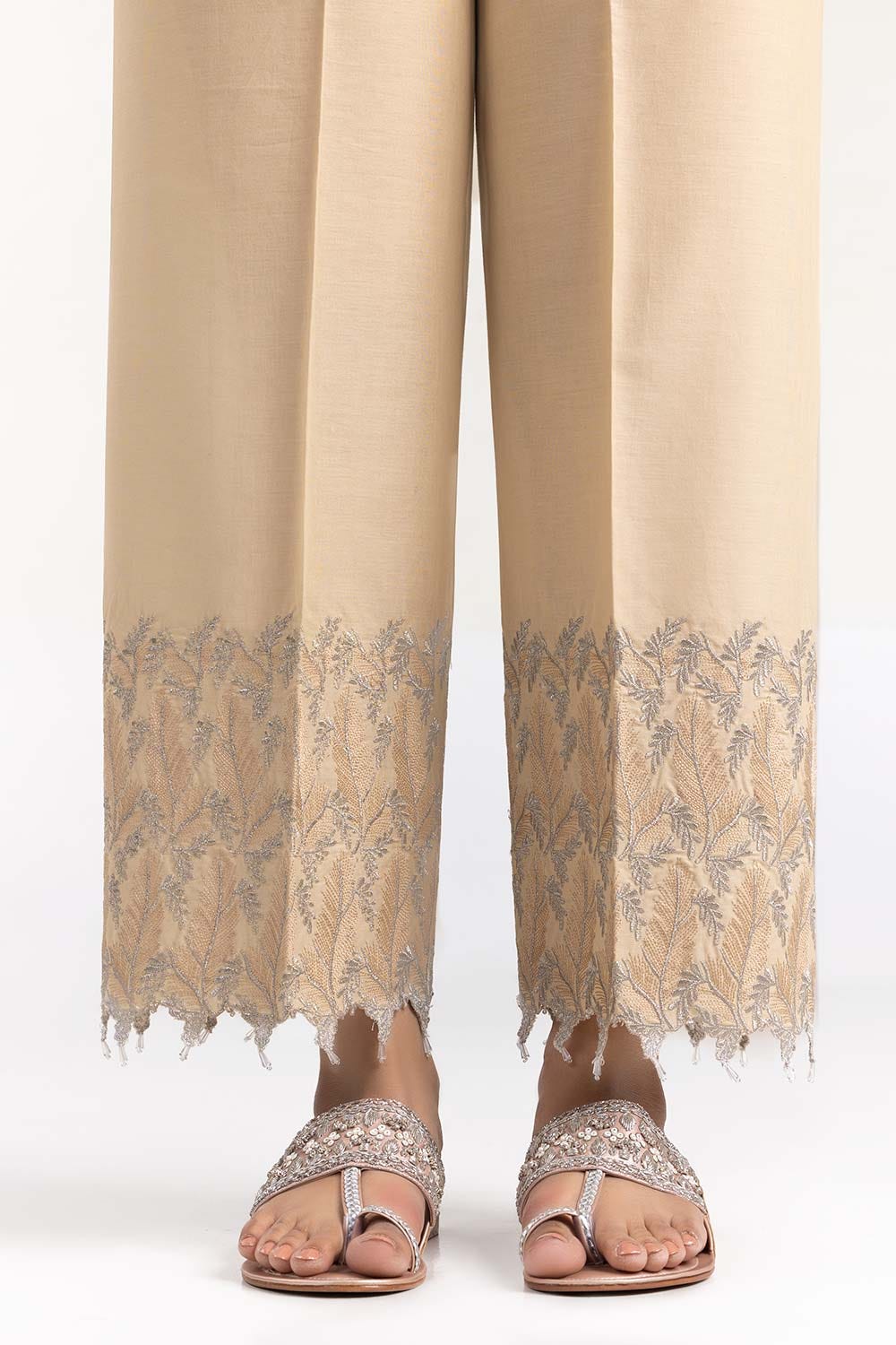 Beige Cambric Festive Trousers