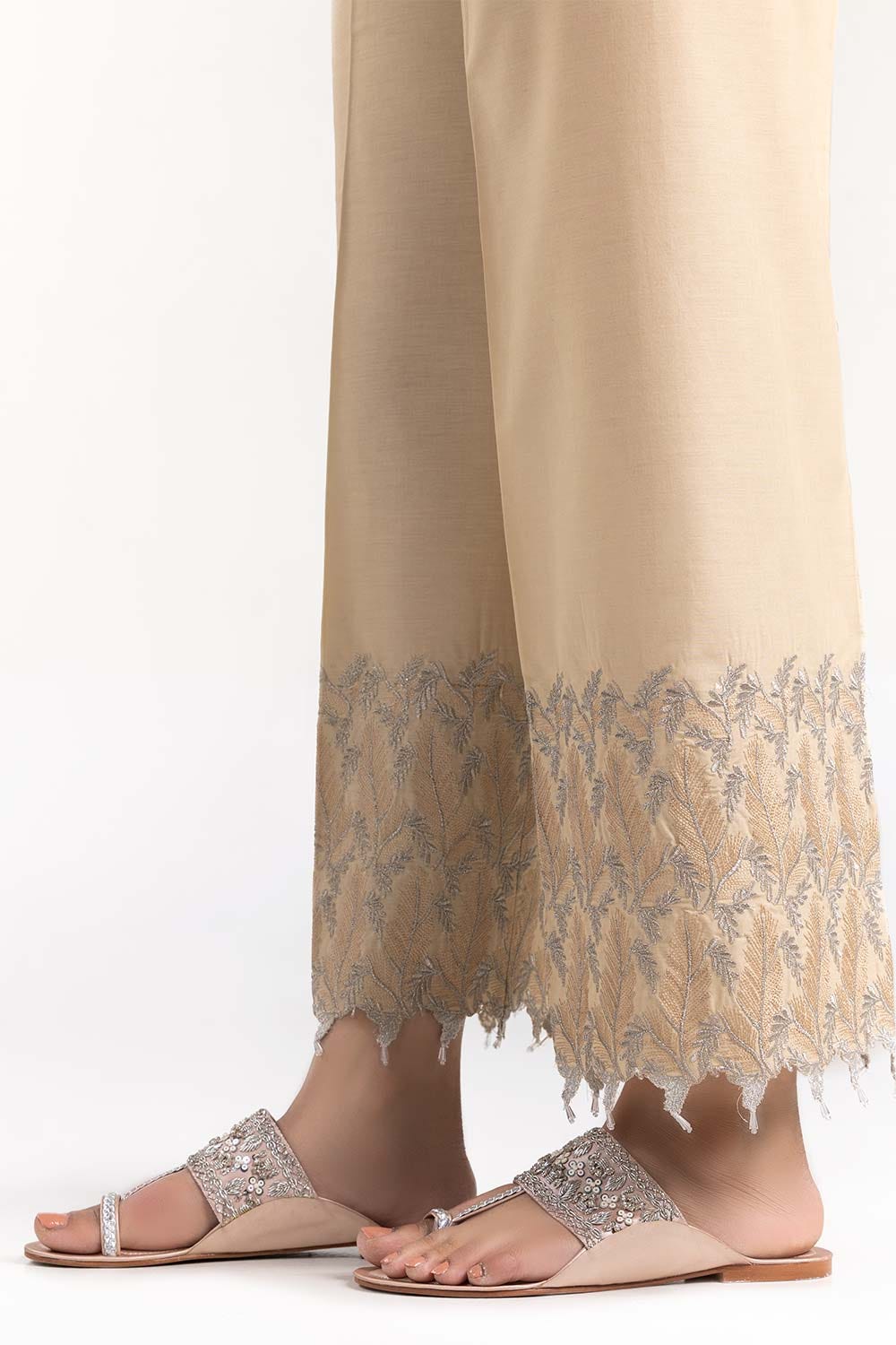 Beige Cambric Festive Trousers