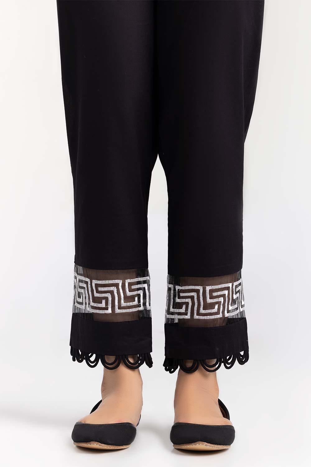 Black Cambric Trousers With Screen Print TR-21-135