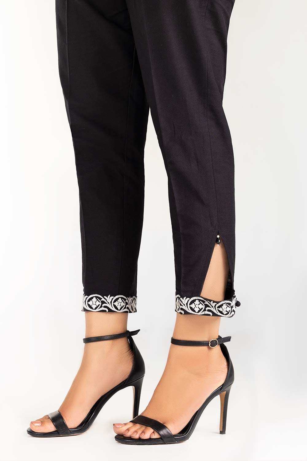 Black Embroidered Khaddar Trouser