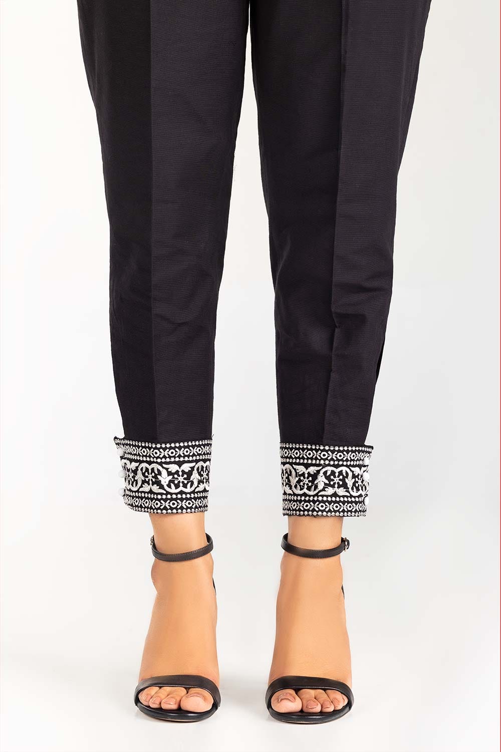Black Embroidered Khaddar Trouser