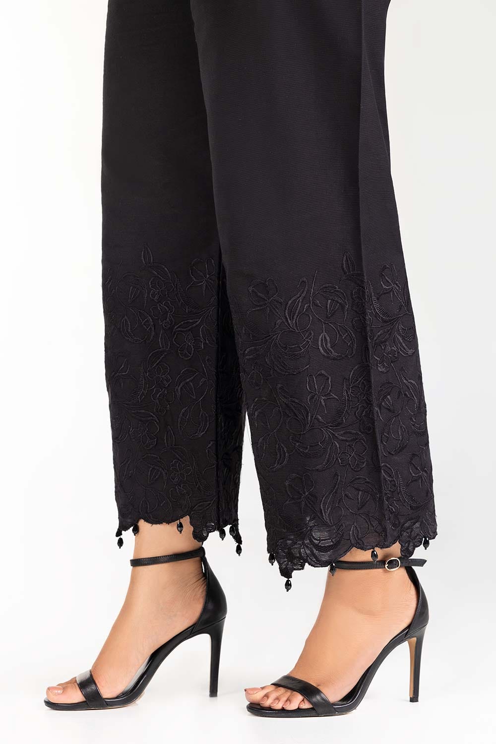 Black Embroidered Khaddar Trouser