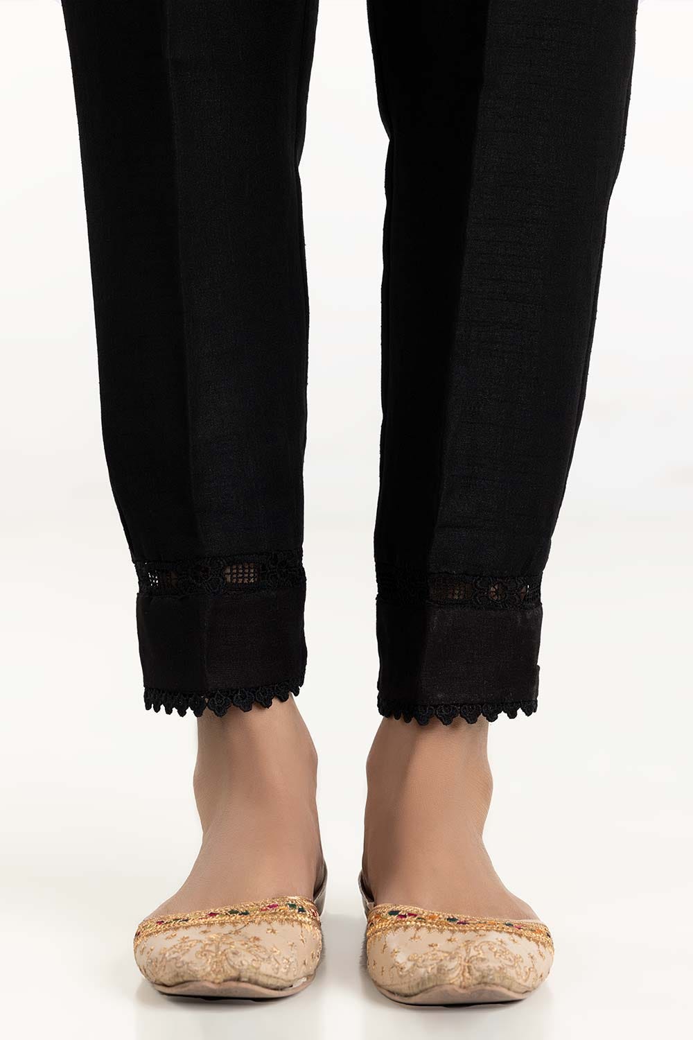 Black Raw Silk Pants