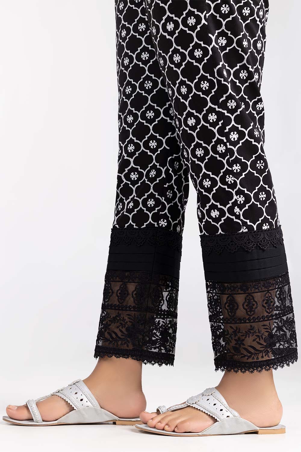 Black Embroidered Cambric Trousers
