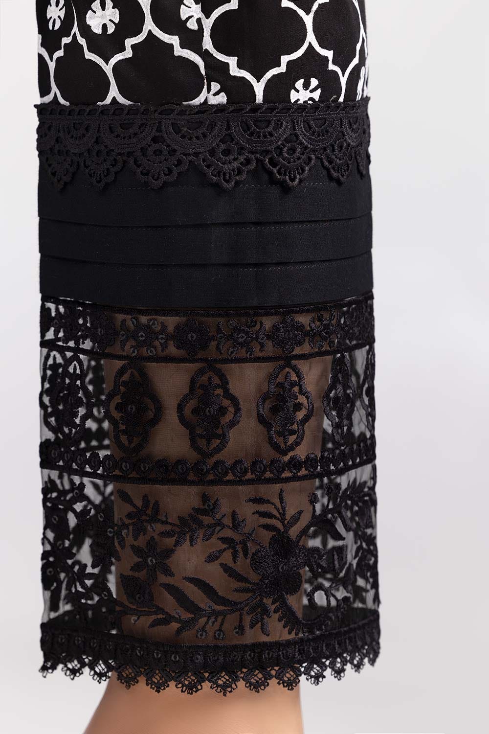 Black Embroidered Cambric Trousers