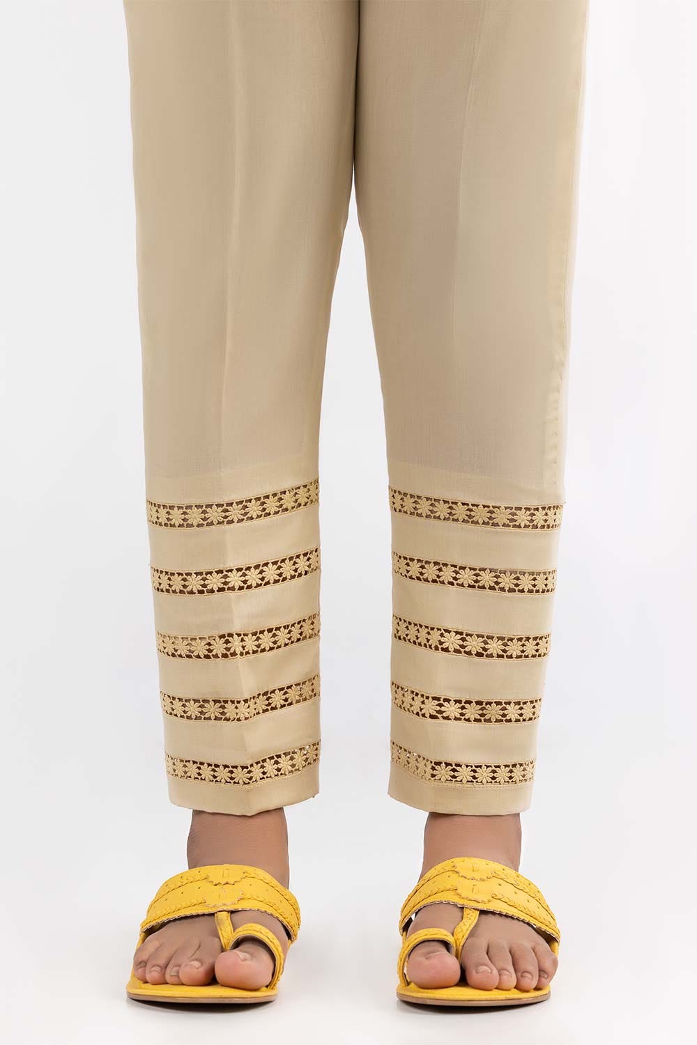 Beige Cambric Fashion Trousers
