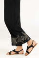 Black Raw Silk Screen Printed Trousers