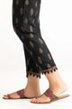 Black Raw Silk Screen Printed Trousers