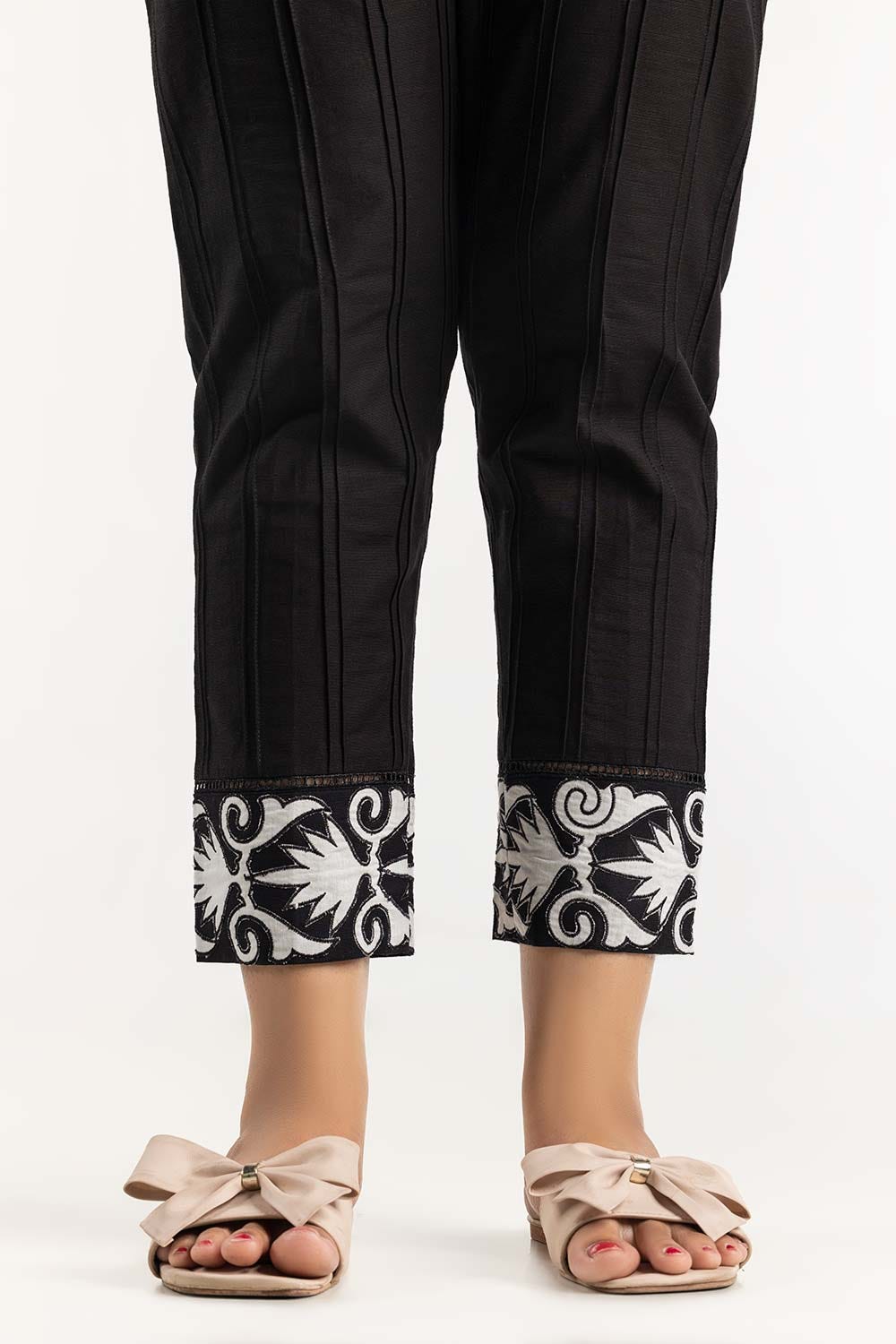 Black Khaddar Embroidered Trousers