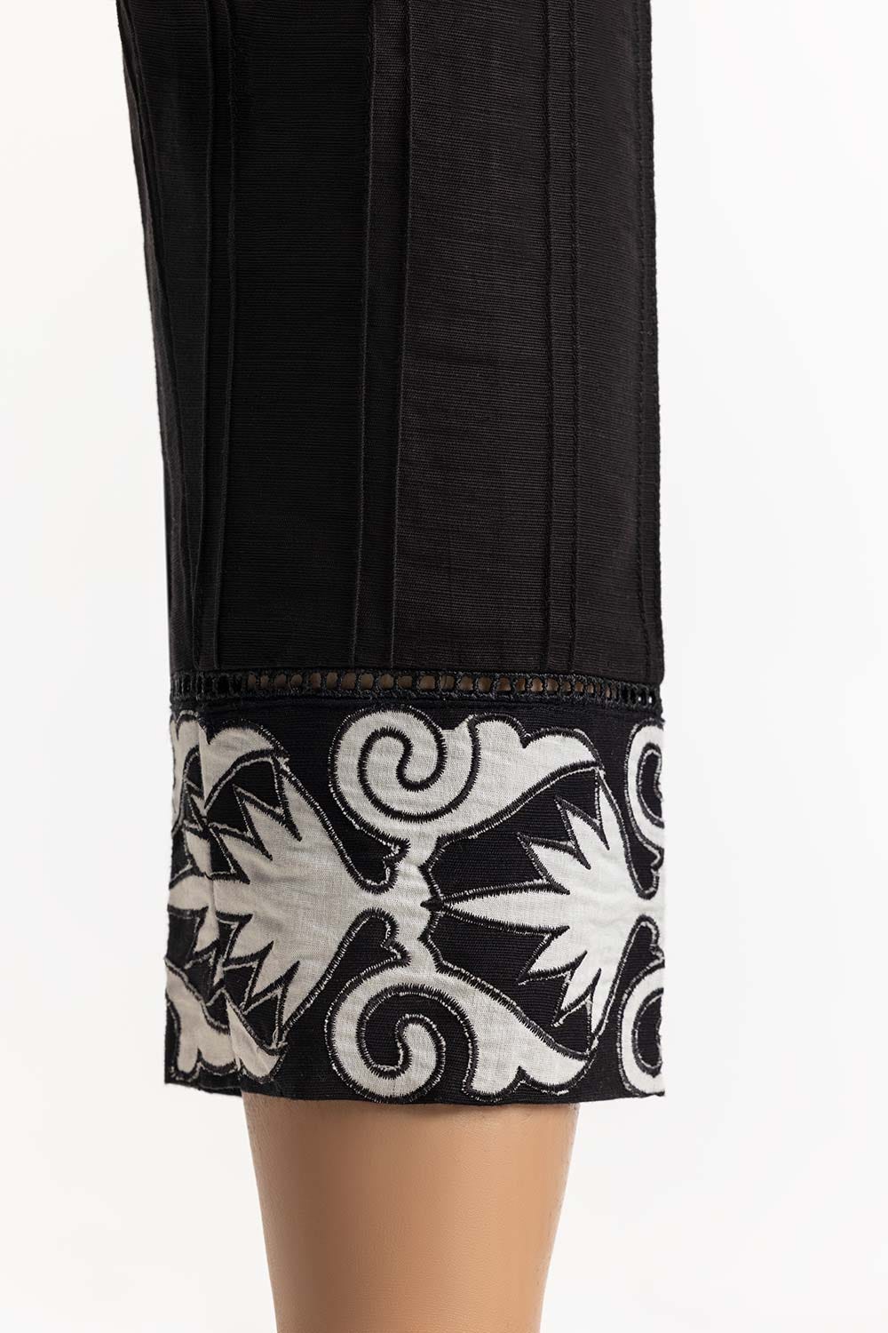 Black Khaddar Embroidered Trousers