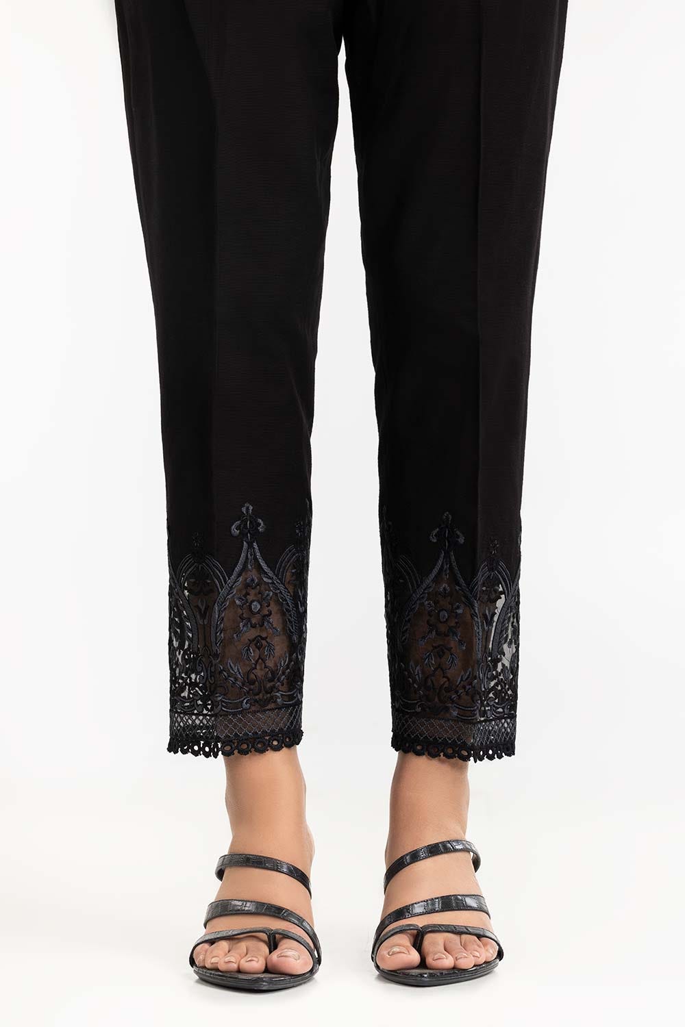 Black Khaddar Embroidered Trouser