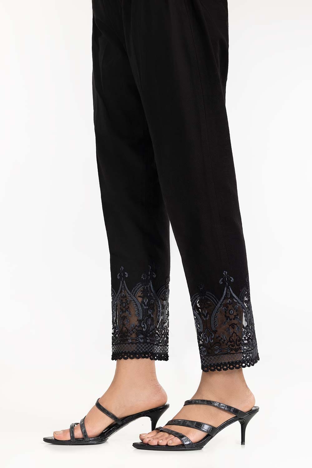 Black Khaddar Embroidered Trouser