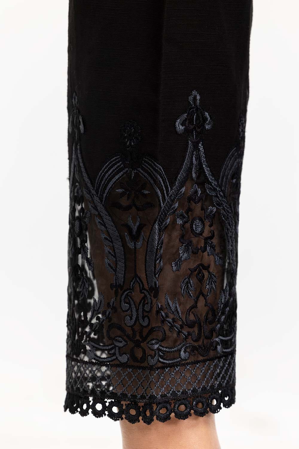 Black Khaddar Embroidered Trouser