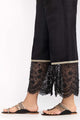 Black Raw Silk Embroidered Trousers