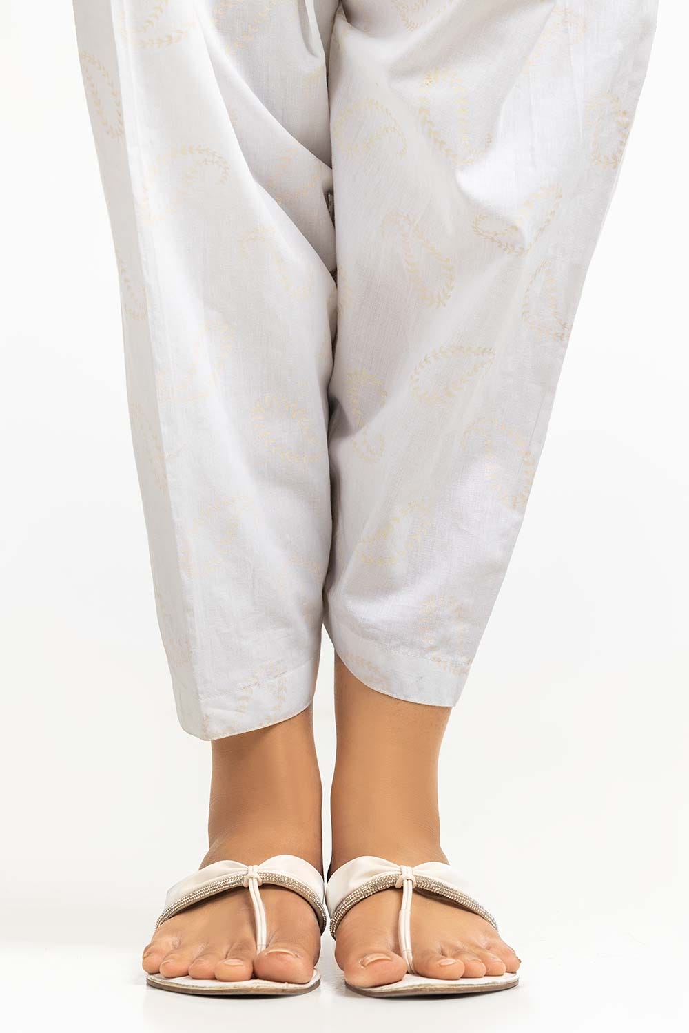 Off-White Dyed Cambric Screen Print Shalwar
