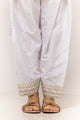 White Dyed Embroidered Rawsilk Shalwar