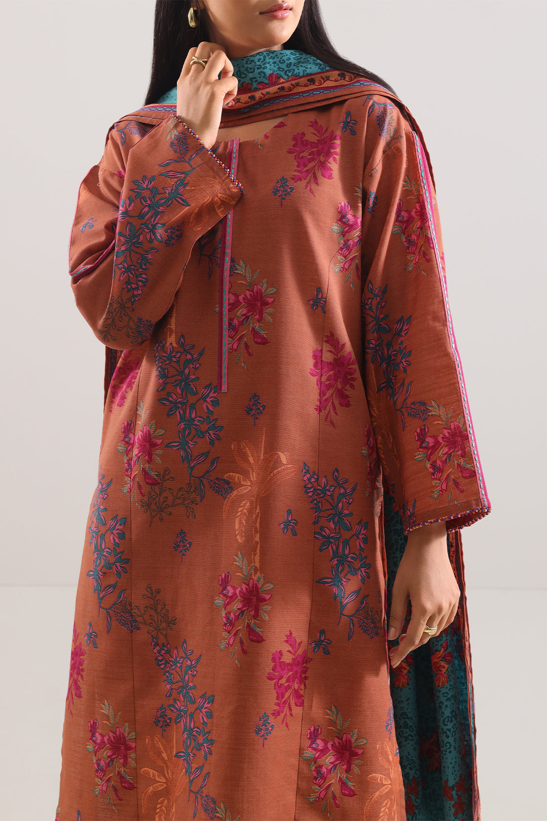 Unstitched Printed Cotton Khaddar 3 Piece114078