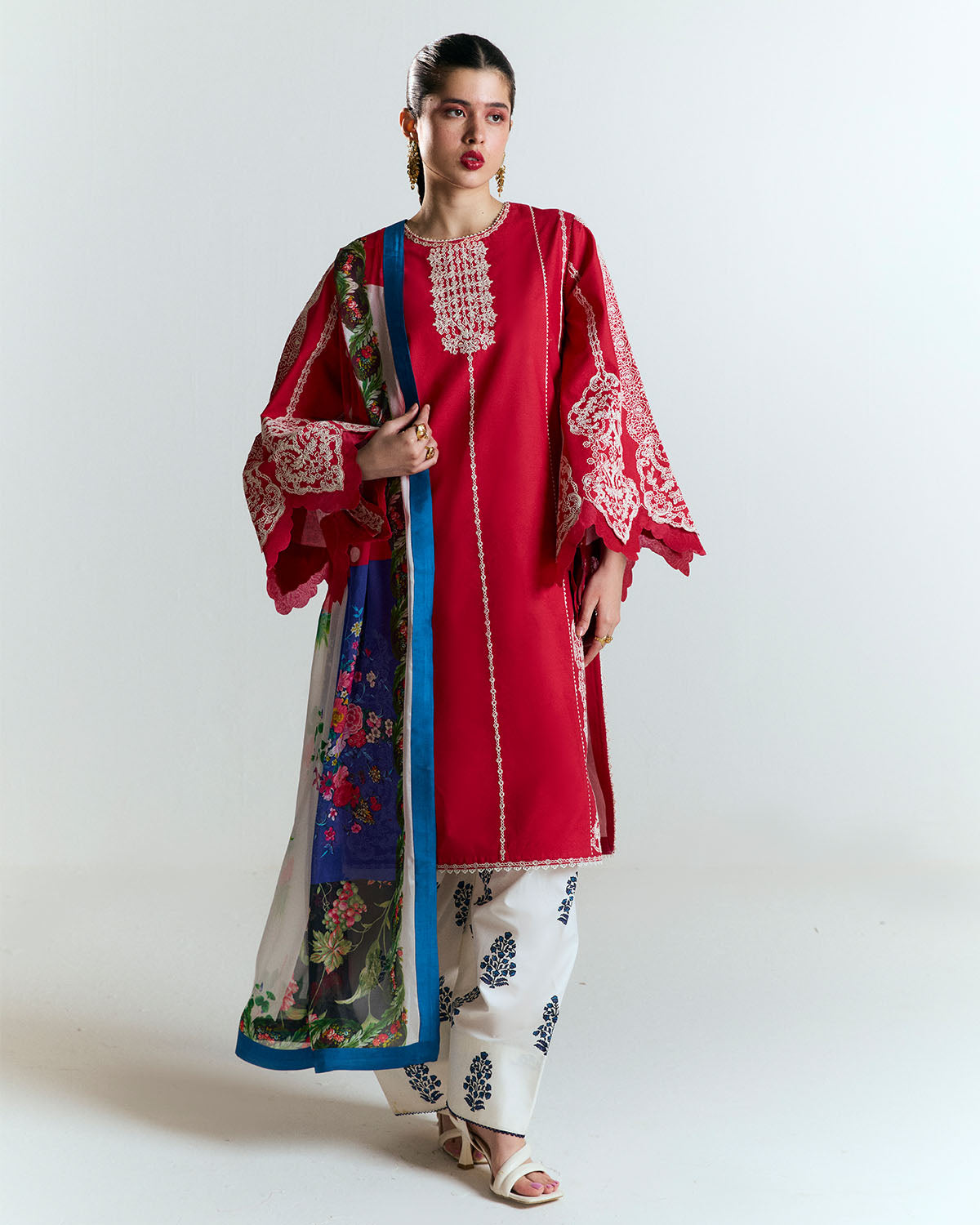 3 Piece Embroidered Velvet Suit