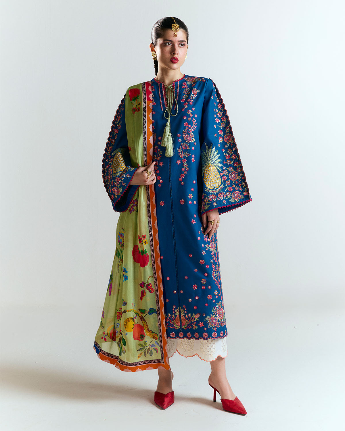 3 Piece Embroidered Linen Suit